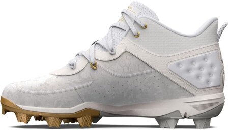 Under Armour Harper 8 White/Gold High Rubber Cleats Beeball