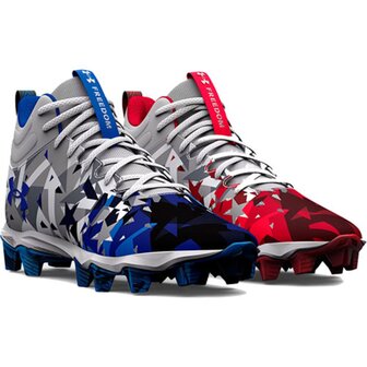 Under Armour Spotlight 3 USA (Red&amp;Blue) High Rubber Cleats Beeball