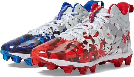 Under Armour Spotlight 3 USA (Red&amp;Blue) High Rubber Cleats Beeball