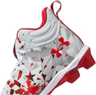 Under Armour Spotlight 3 USA (Red&amp;Blue) High Rubber Cleats Beeball