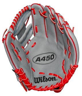 Wilson A450 10.75&quot; Youth Infield Glove Gray/Red RHT