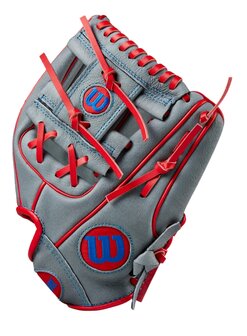 Wilson A450 10.75&quot; Youth Infield Glove Gray/Red RHT