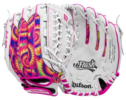 Wilson A440 12&quot; Youth Outfield Glove White/Pink/Tie-Dye RHT