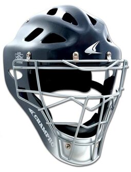 Champro Pro-Plus Catcher Helmet Silver Adult Black