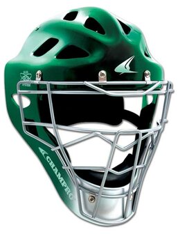 Champro Pro-Plus Catcher Helmet Silver Adult Dark Green