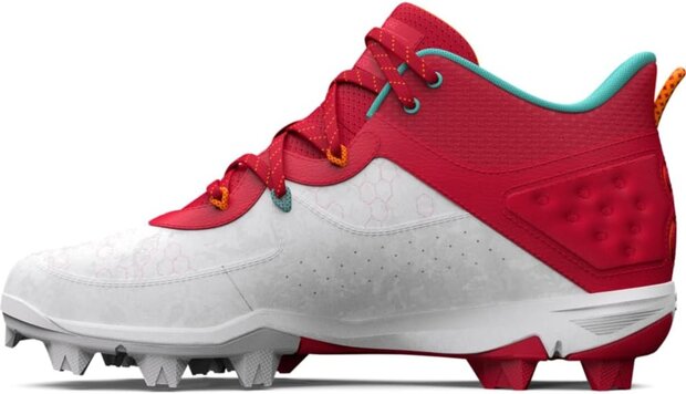 Under Armour Harper 8 Scarlet/White High Rubber Cleats Beeball