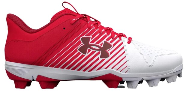 Under Armour Lead-Off Scarlet/White Low Rubber Cleats Beeball