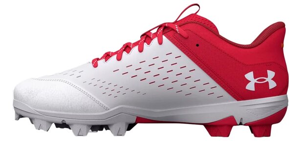 Under Armour Lead-Off Scarlet/White Low Rubber Cleats Beeball