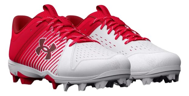 Under Armour Lead-Off Scarlet/White Low Rubber Cleats Beeball