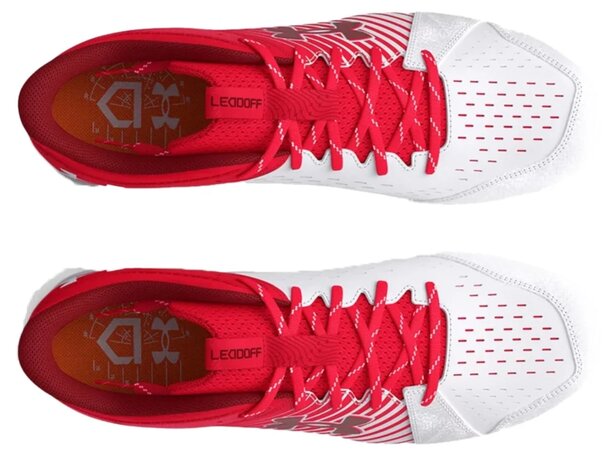 Under Armour Lead-Off Scarlet/White Low Rubber Cleats Beeball