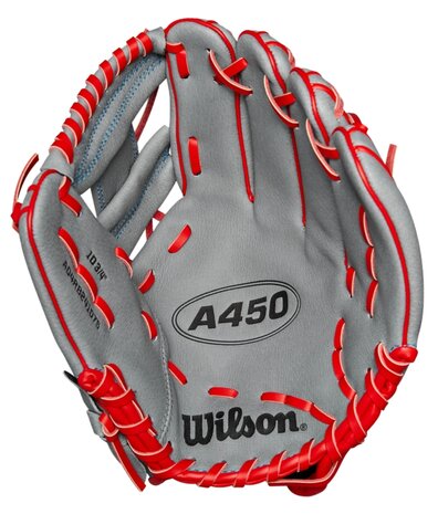 Wilson A450 10.75" Youth Infield Glove Gray/Red RHT