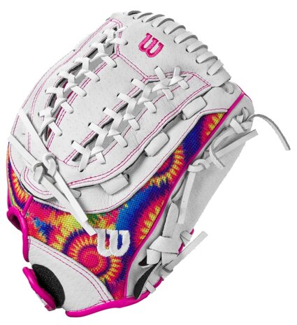 Wilson A440 12" Youth Outfield Glove White/Pink/Tie-Dye RHT