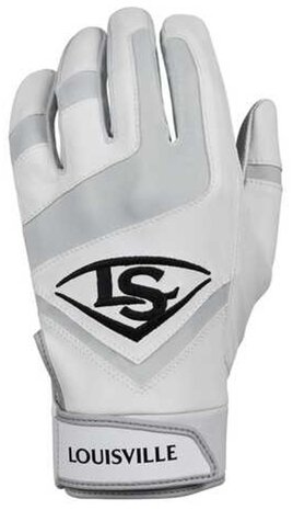 LS GENUINE WH - Louisville Slugger Genuine Batting Gloves White YS T/M XL