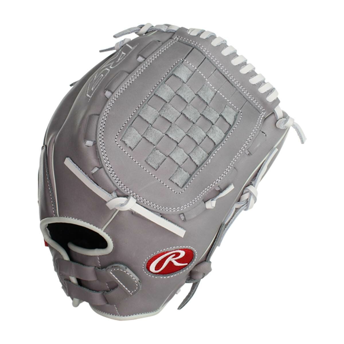 Rawlings R9 Softball 12" Infield/Pitcher Glove Gray/White RHT