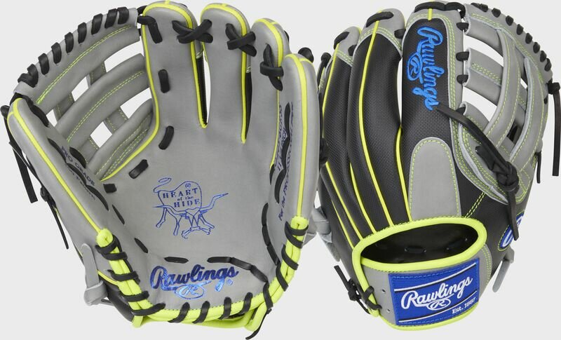 Rawlings Heart of the Hide 11.75" Infield/Pitcher Glove Gray/Black/Yellow RHT