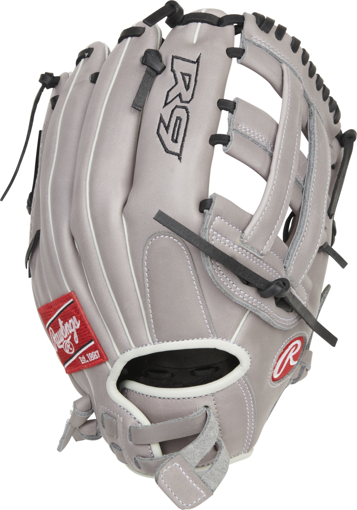 Rawlings R9 Softball 12" Infield Glove Gray/Black RHT