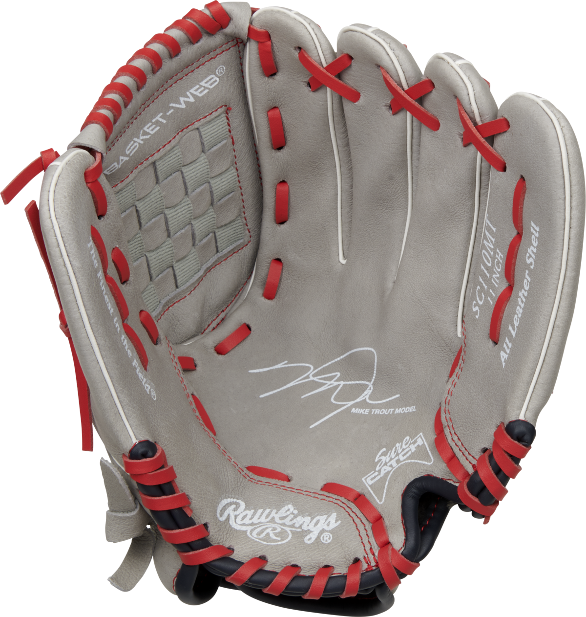 Rawlings Sure Catch Mike Trout 11" Youth Glove Gray/Red RHT