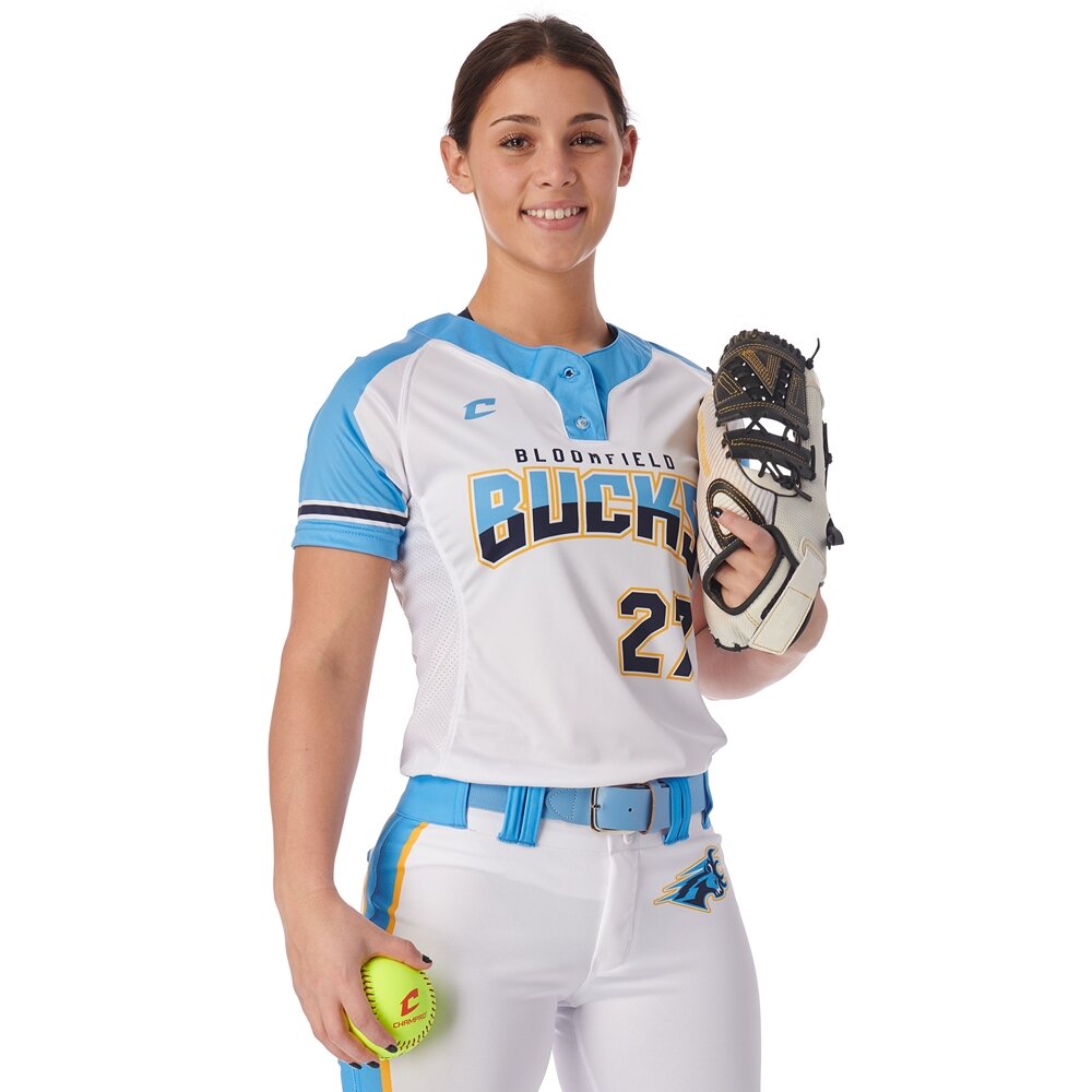 JE SUBLI LADIES Two button dames sublimatie Softball jersey