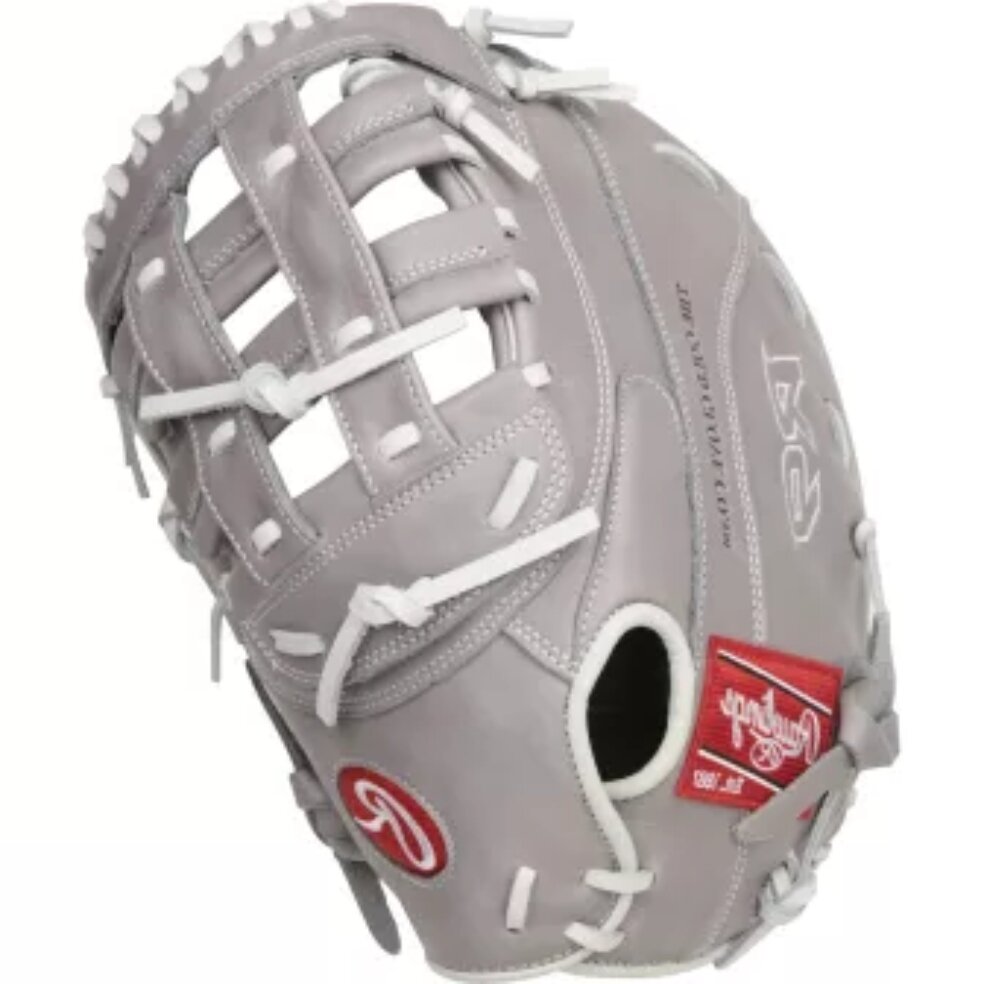 Rawlings R9 Softball 12.5" First Base Glove Gray/White LHT