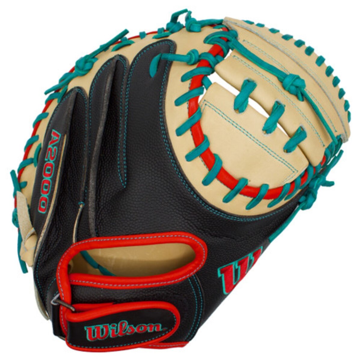 Wilson A2000 Fall 2024 PF33 33" Catcher Glove Black/Tan/Red/Green RHT