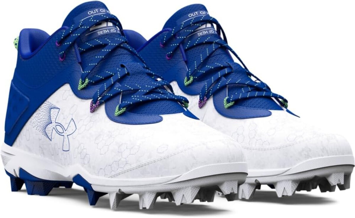 Under Armour Harper 8 Pro Royal/White High Rubber Cleats Beeball