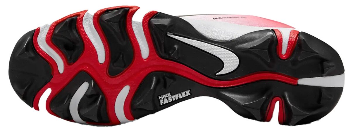Nike Hyperdiamond 4 White/Scarlet Rubber Cleats Beeball