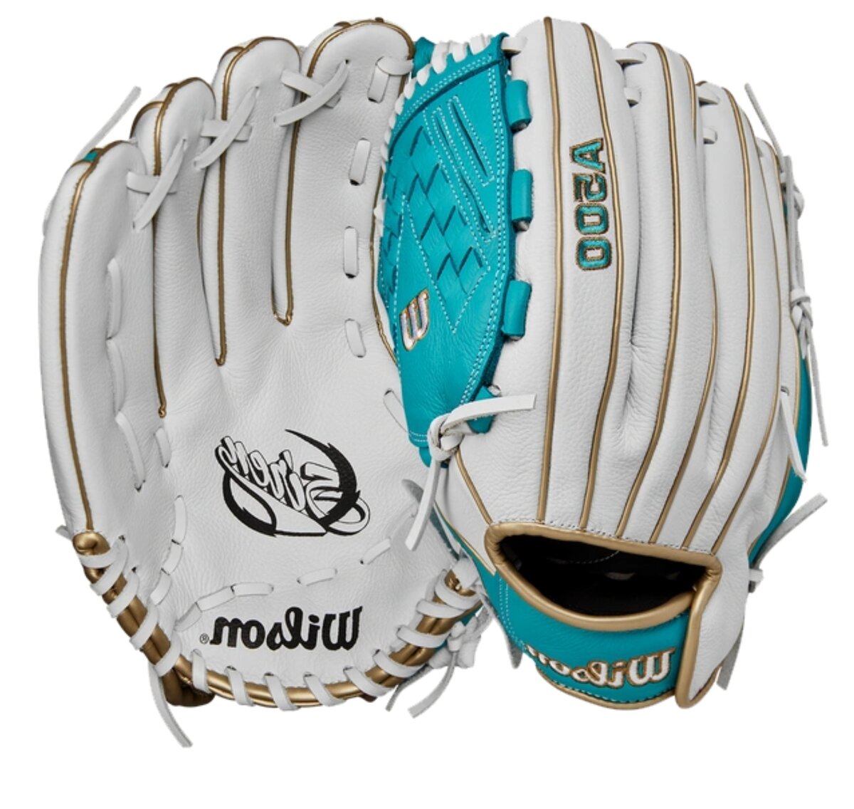Wilson A500 Siren 12.5" All-Round Glove White/Blue/Gold LHT