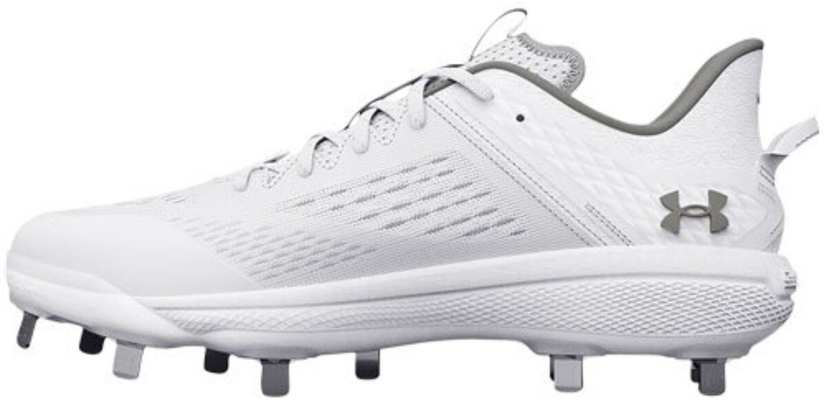 Under Armour Yard MT White Metal Cleats