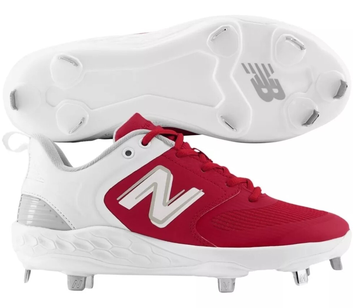 New Balance SMVELOR3 Scarlet/White Metal Cleats