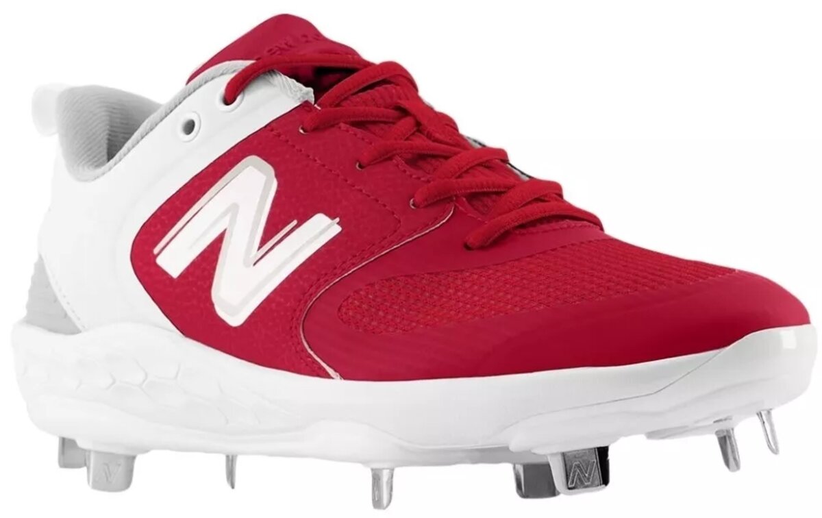 New Balance SMVELOR3 Scarlet/White Metal Cleats