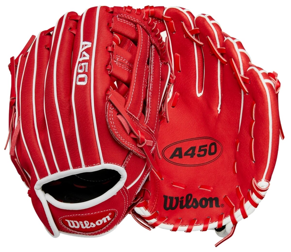 Wilson A450 11" Youth Infield Glove Red/White RHT