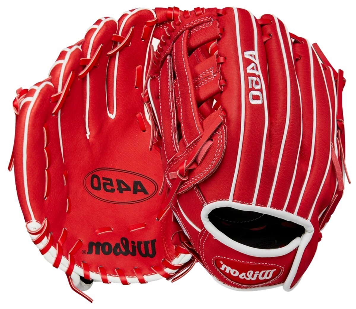 Wilson A450 11" Youth Infield Glove Red/White LHT