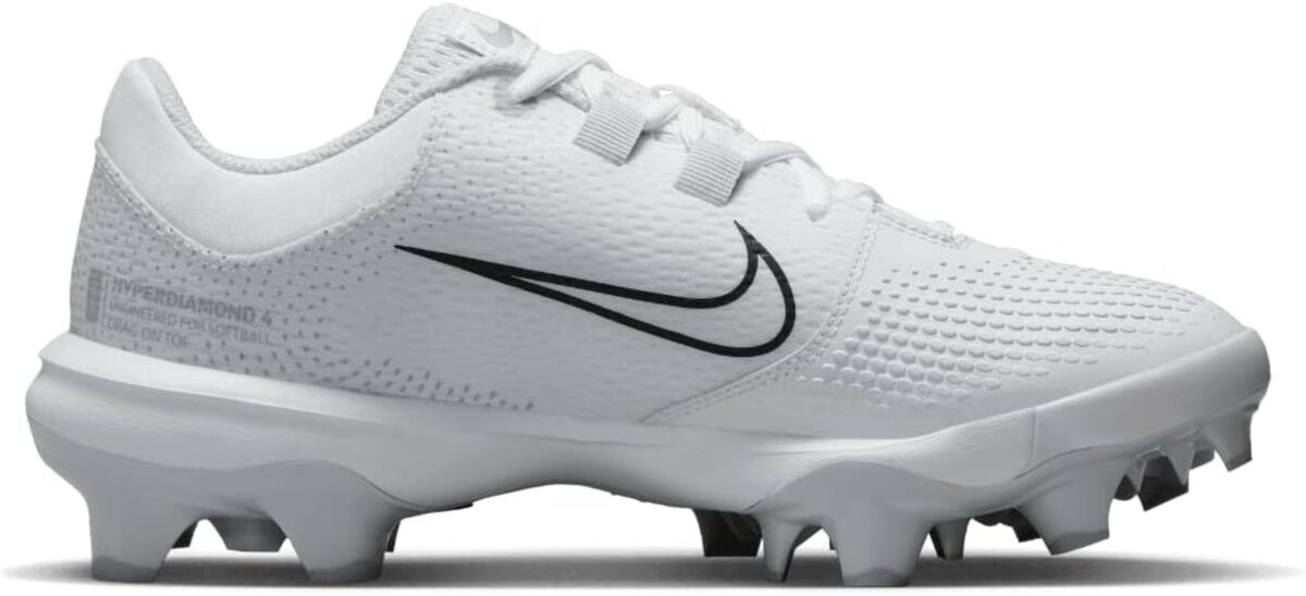 Nike Hyperdiamond 4 Pro White/Black Low Rubber Cleats