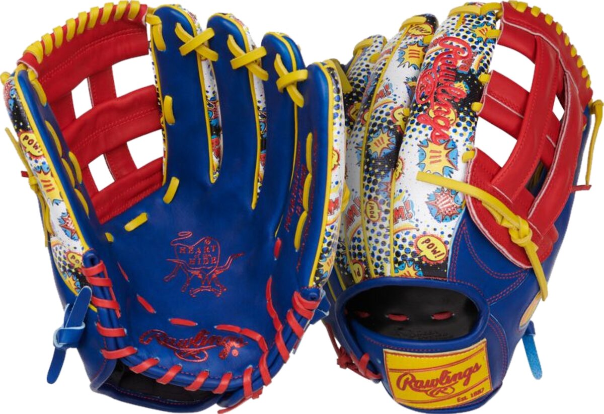Rawlings Heart of the Hide 12.75" Outfield Glove Royal/Scarlet Comic RHT