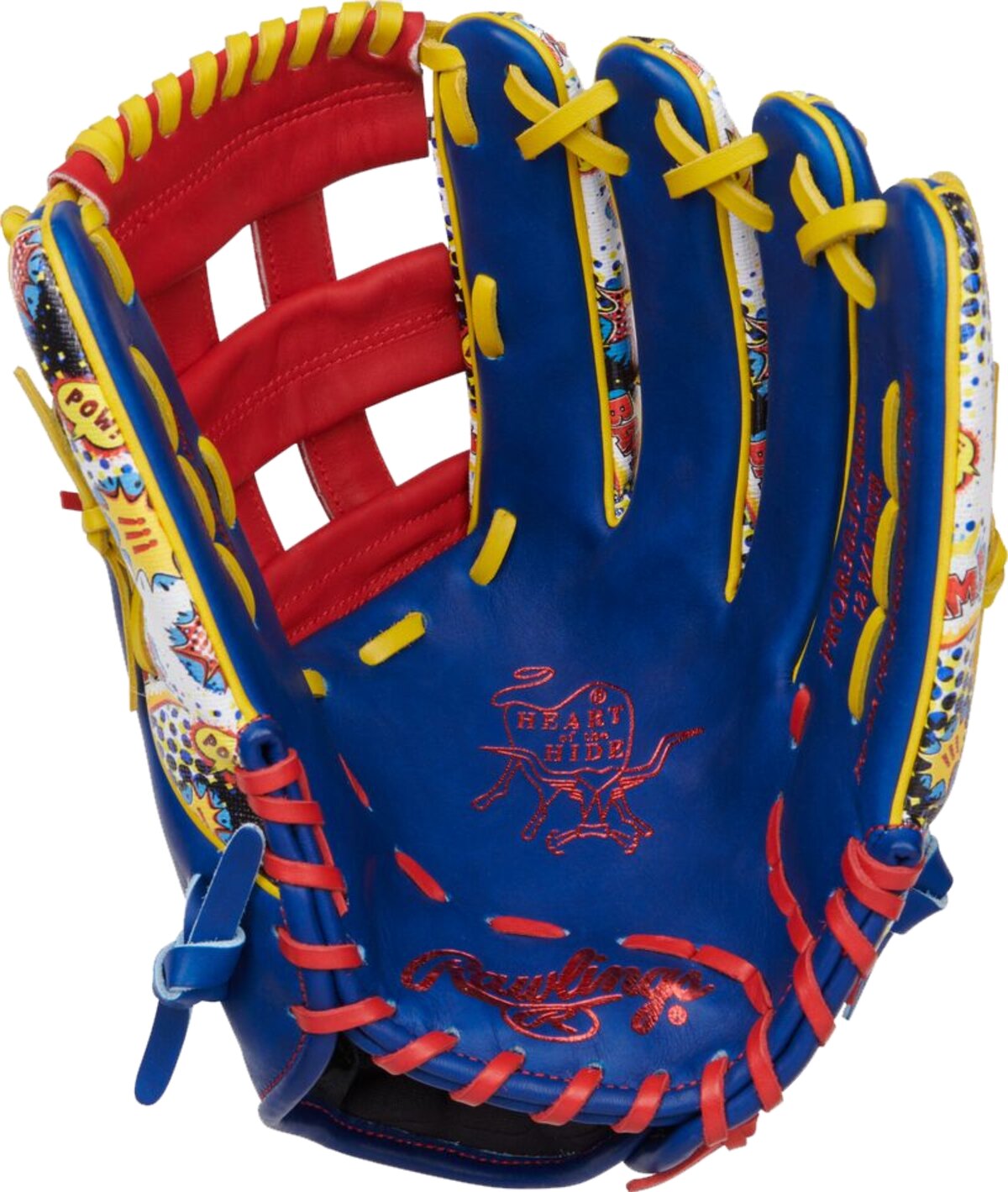 Rawlings Heart of the Hide 12.75" Outfield Glove Royal/Scarlet Comic RHT