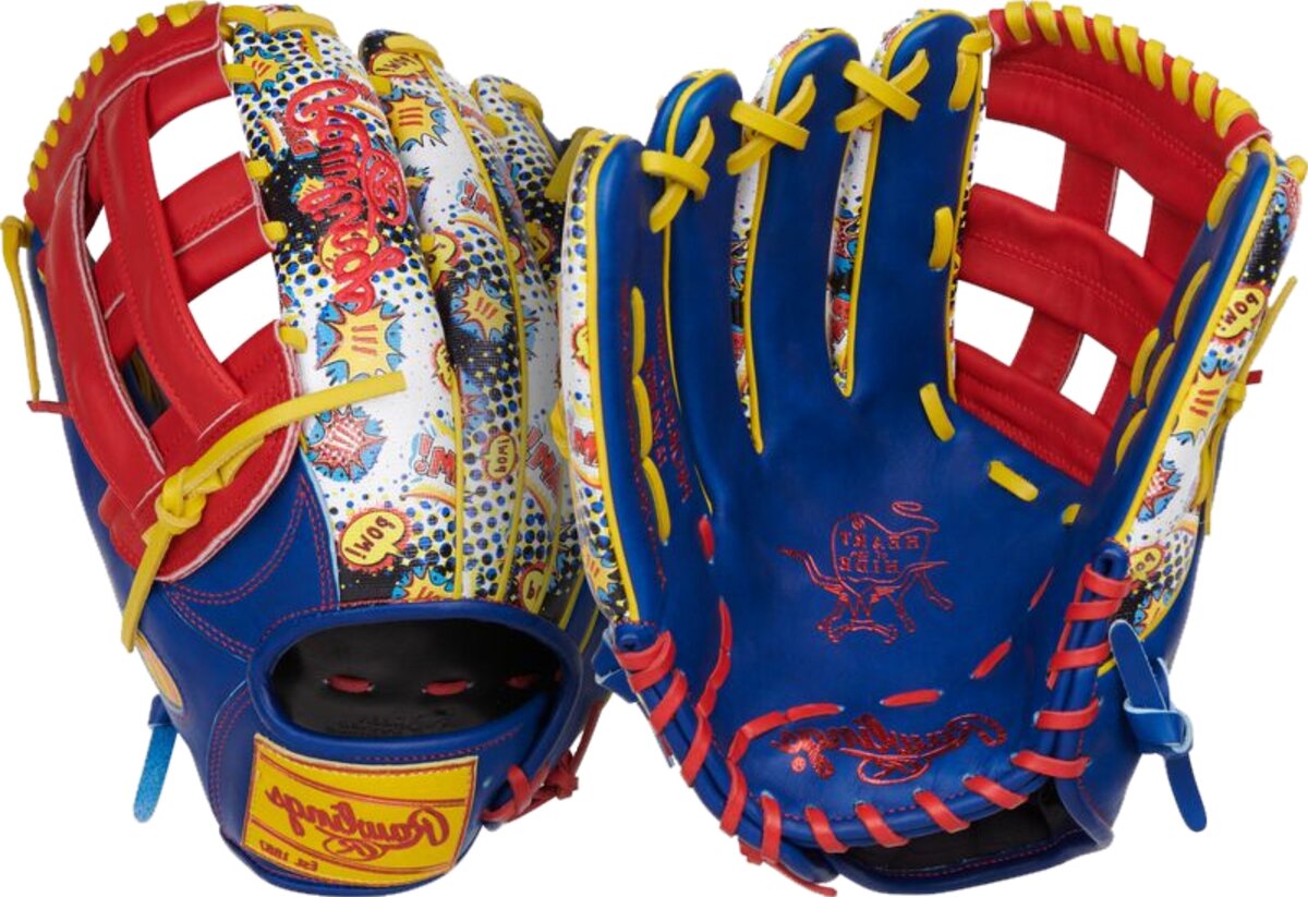 Rawlings Heart of the Hide 12.75" Outfield Glove Royal/Scarlet Comic LHT