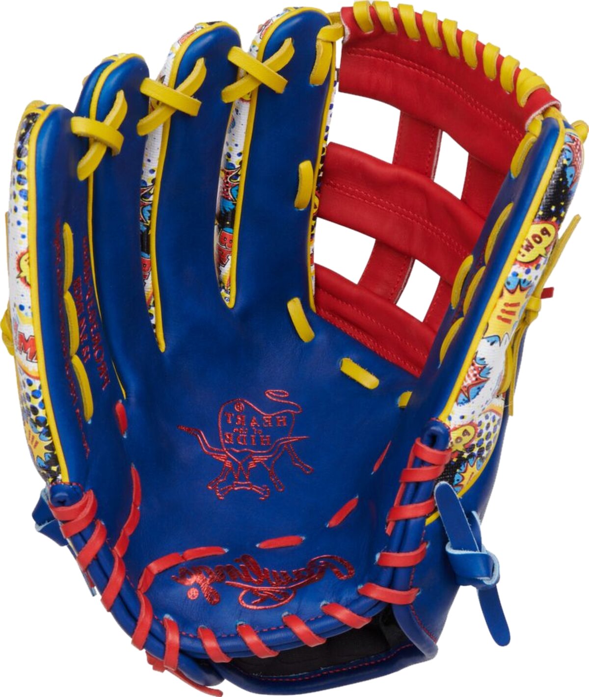 Rawlings Heart of the Hide 12.75" Outfield Glove Royal/Scarlet Comic LHT