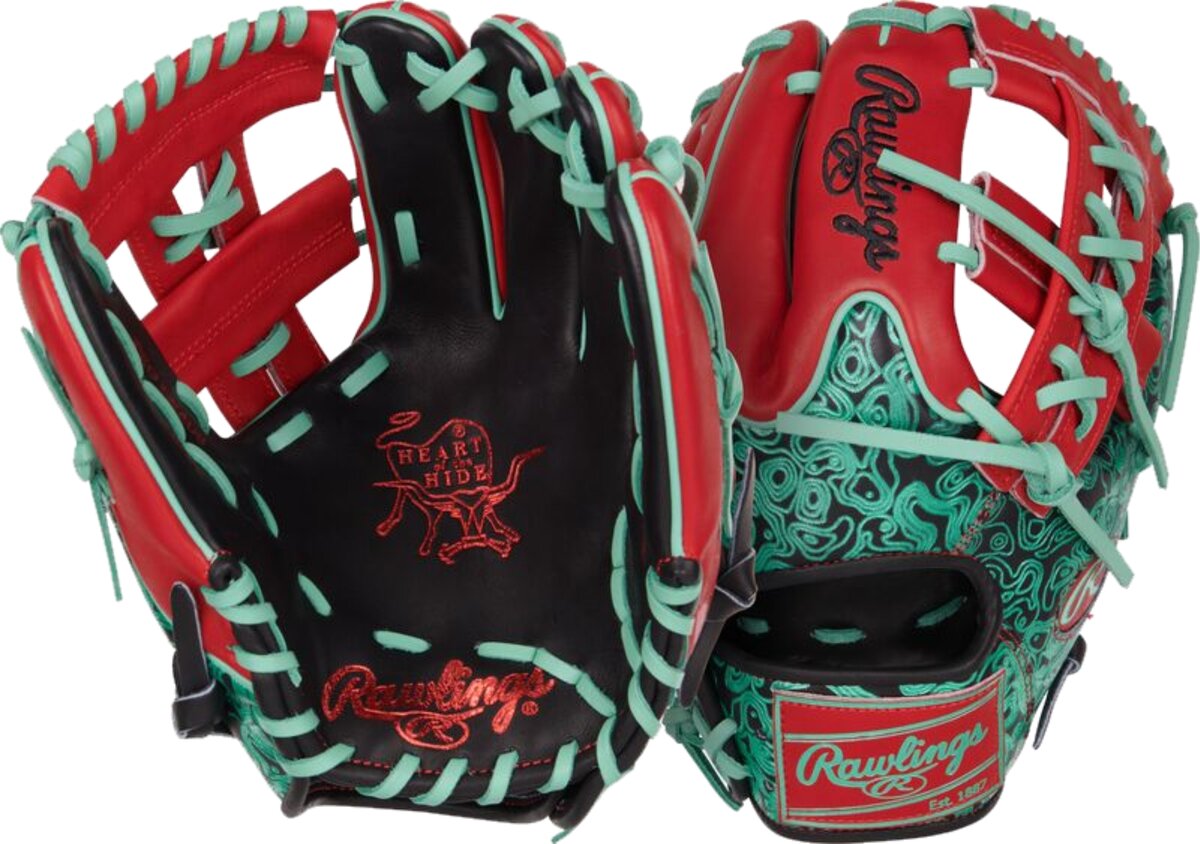 Rawlings Heart of the Hide 11.5" Infield Glove Scarlet/Black/Mint RHT