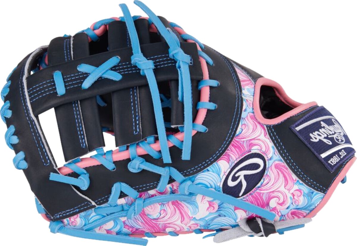 Rawlings Heart Of The Hide 13" First Base Glove Black/Blue/Pink Waves LHT