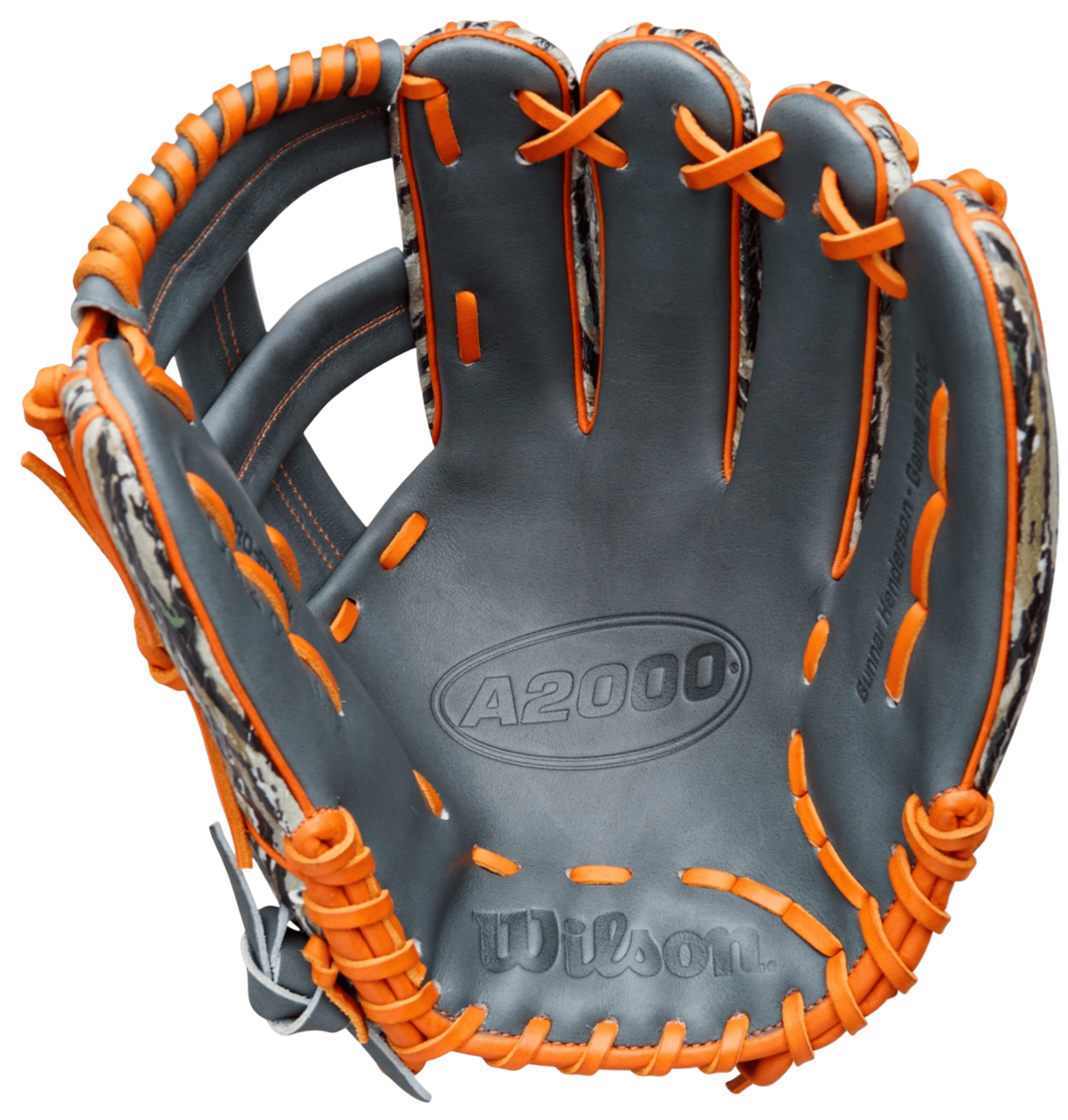 Wilson A2000 Gunnar Henderson 11.75" Infield Glove Camouflage/Black/Orange RHT
