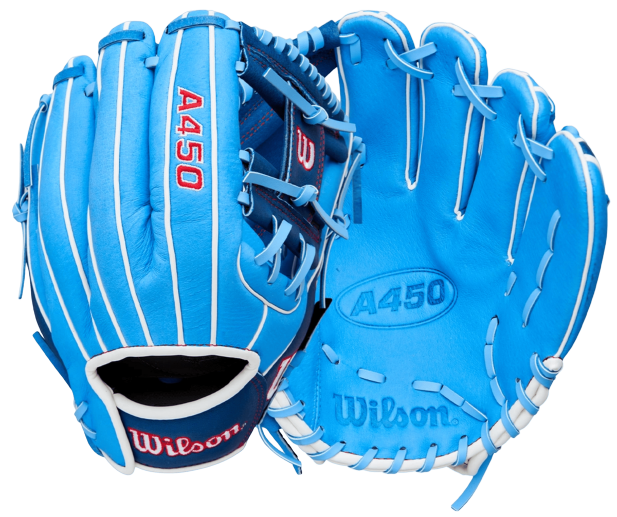 Wilson A450 11.5" Youth Infield Glove Baby Blue/Navy RHT