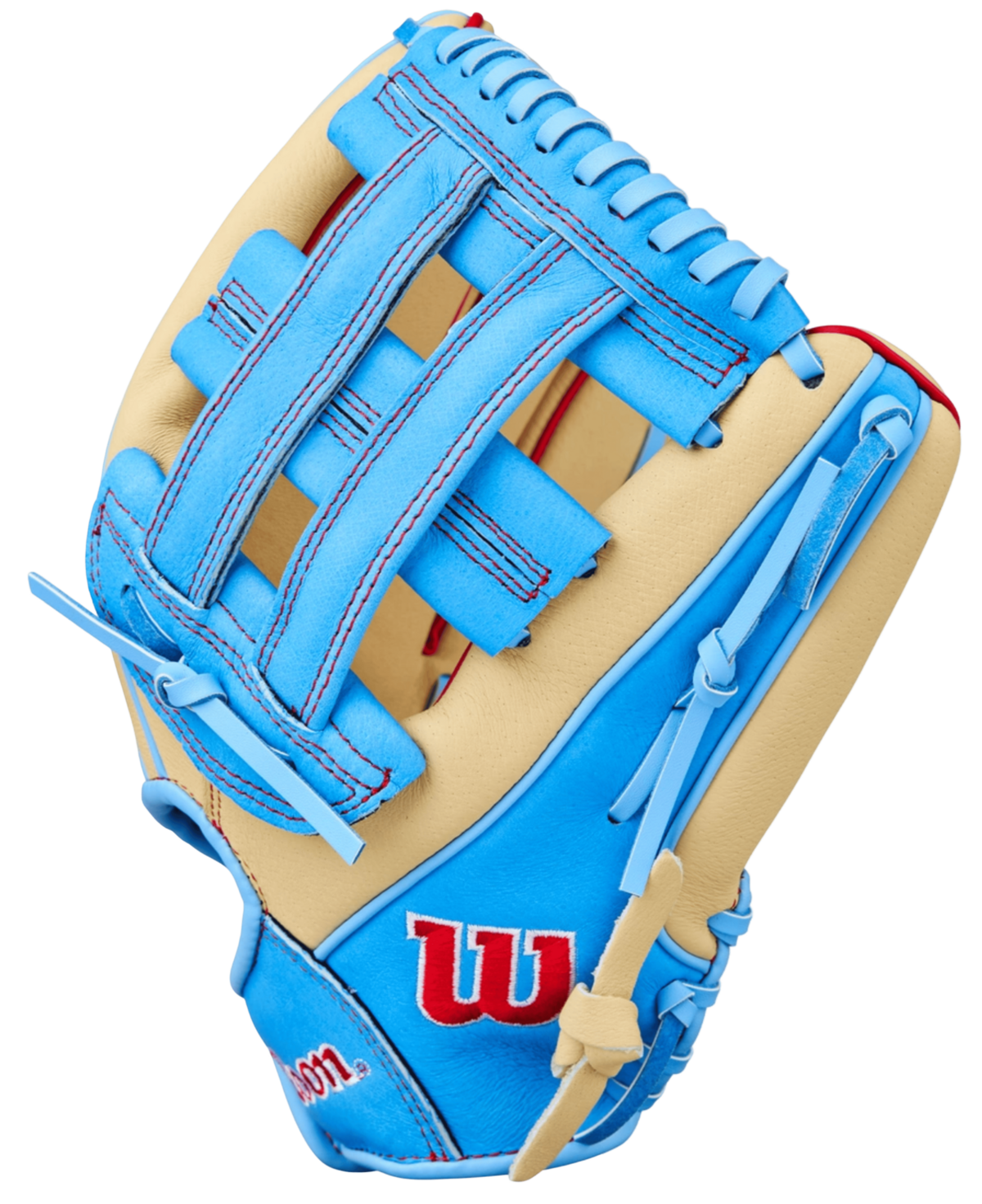 Wilson A450 12" Youth Outfield Glove Tan/Baby Blue/Red RHT