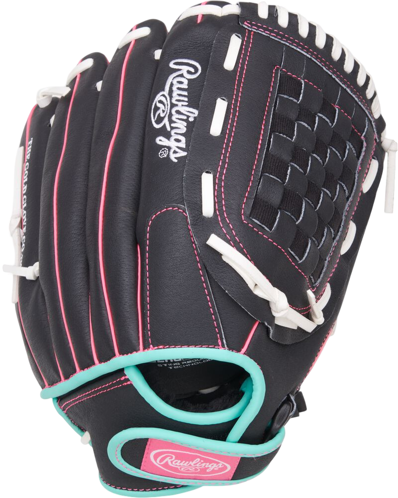 Rawlings Sure Catch Softball 12" Youth Glove Black/Mint/Pink RHT