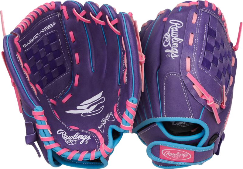 Rawlings Sure Catch Softball 11.5" Youth Glove Purple/Pink/Columbia Blue RHT