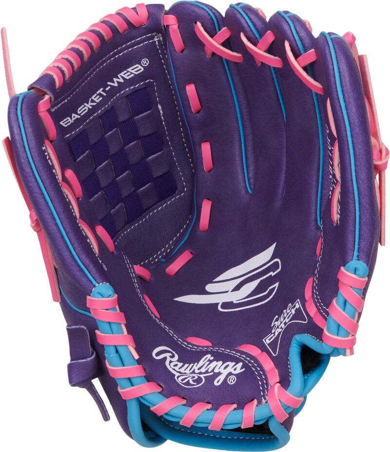 Rawlings Sure Catch Softball 11.5" Youth Glove Purple/Pink/Columbia Blue RHT