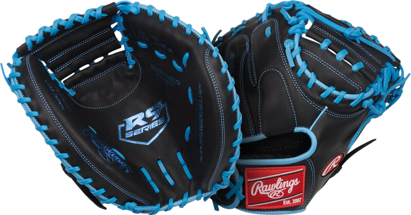 Rawlings R9 32.5" Catcher Glove Black/Columbia Blue RHT