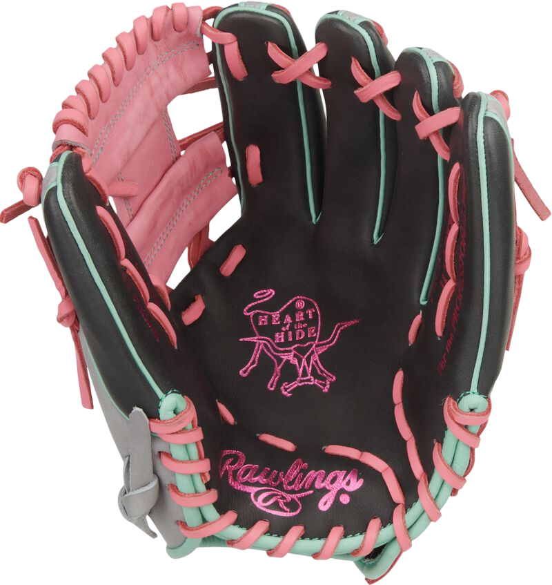 Rawlings Heart of the Hide 11.5" Infield Glove Gray/Black/Pink/Mint RHT