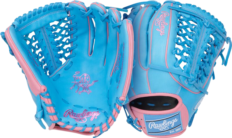 Rawlings Heart of the Hide 12.75" Outfield Glove Columbia Blue/Pink RHT