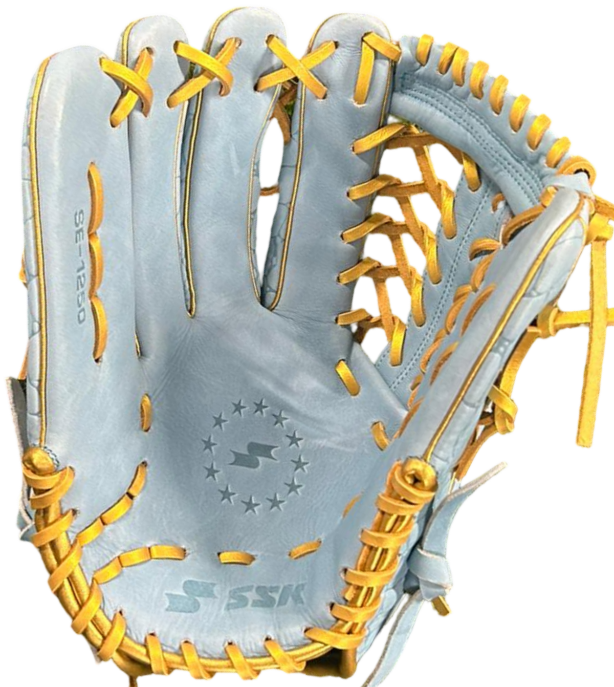 SSK EBC50 12.5" Outfield Glove Crocodile Pattern Colombia Blue/Gold LHT