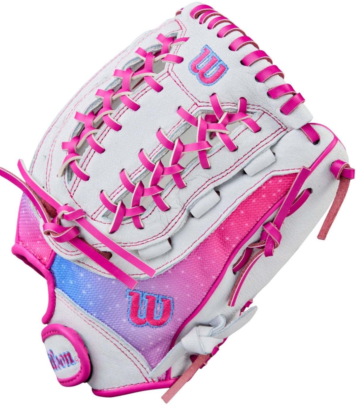 Wilson A440 12" Youth Outfield Glove White/Pink/Galaxy RHT